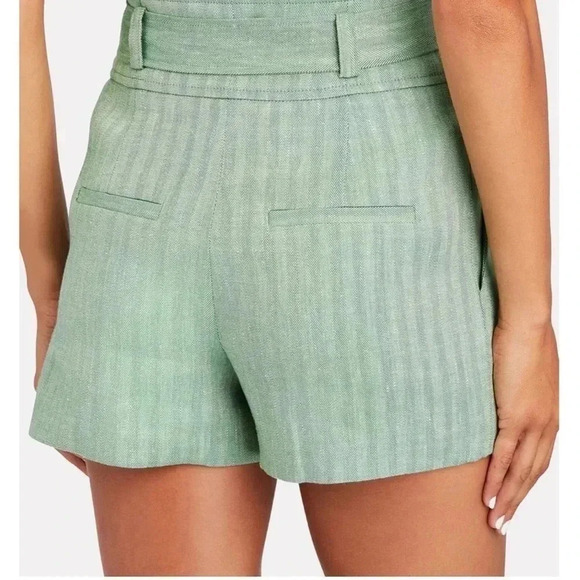 Veronica Beard Women's Size 4 Borneo Tie Waist Linen Shorts Green High Rise - Picture 9 of 10